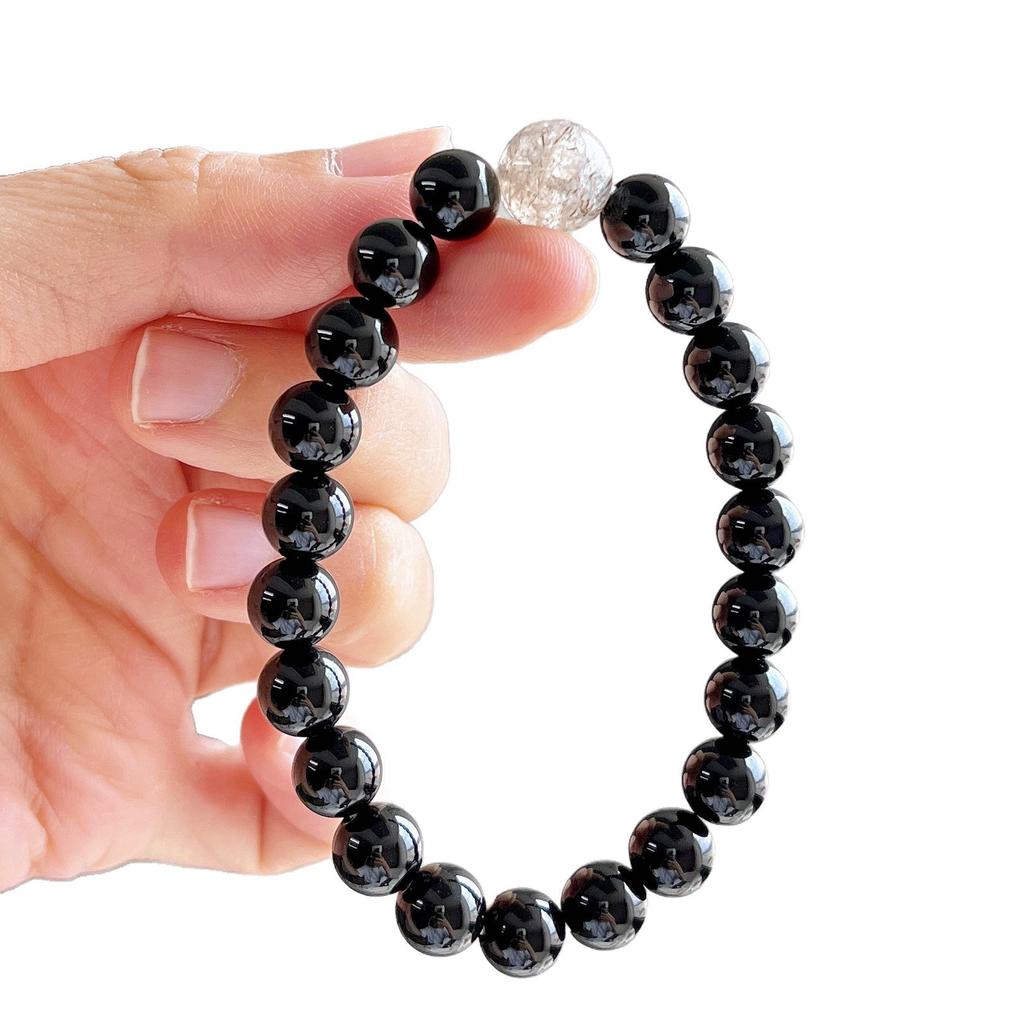 Natural Black Agate Black Gold Super Seven Design Bracelet Bracelet