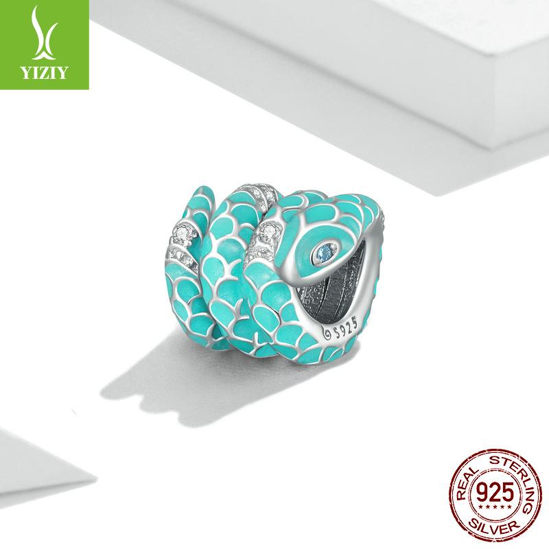 Electroplated Blue Snake Diy Bracelet Beaded, Retro Luxury Animal Bead Accessories Bsc576