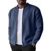 Men's Black Corduroy Casual Coat Full-Zip Stand Collar Long Sleeve Solid Color Versatile Jacket Daily Wear Outerwear