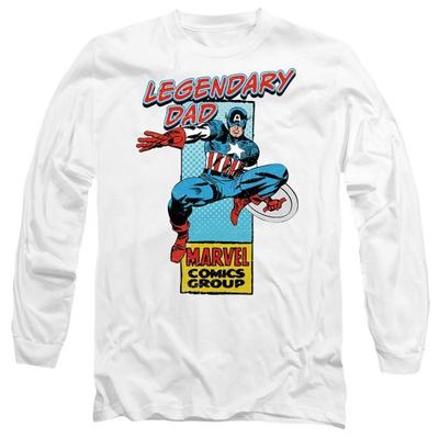 Mens Legendary Dad Captain America Corner Box Fathers Day T-Shirt