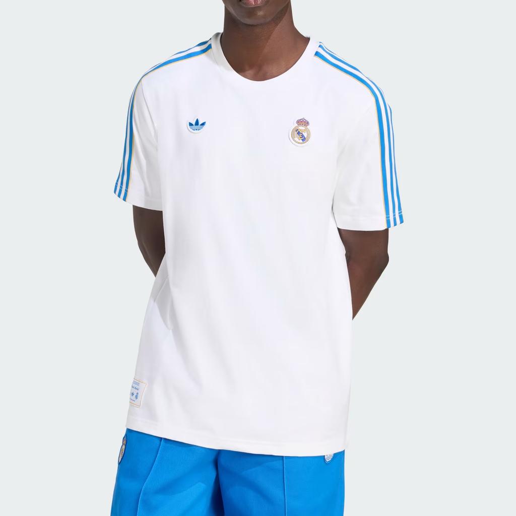 Adidas Originals Real Madrid Terrace Icons Football Soft Knit Loose Short Sleeve T-Shirt Men Tops JN3064