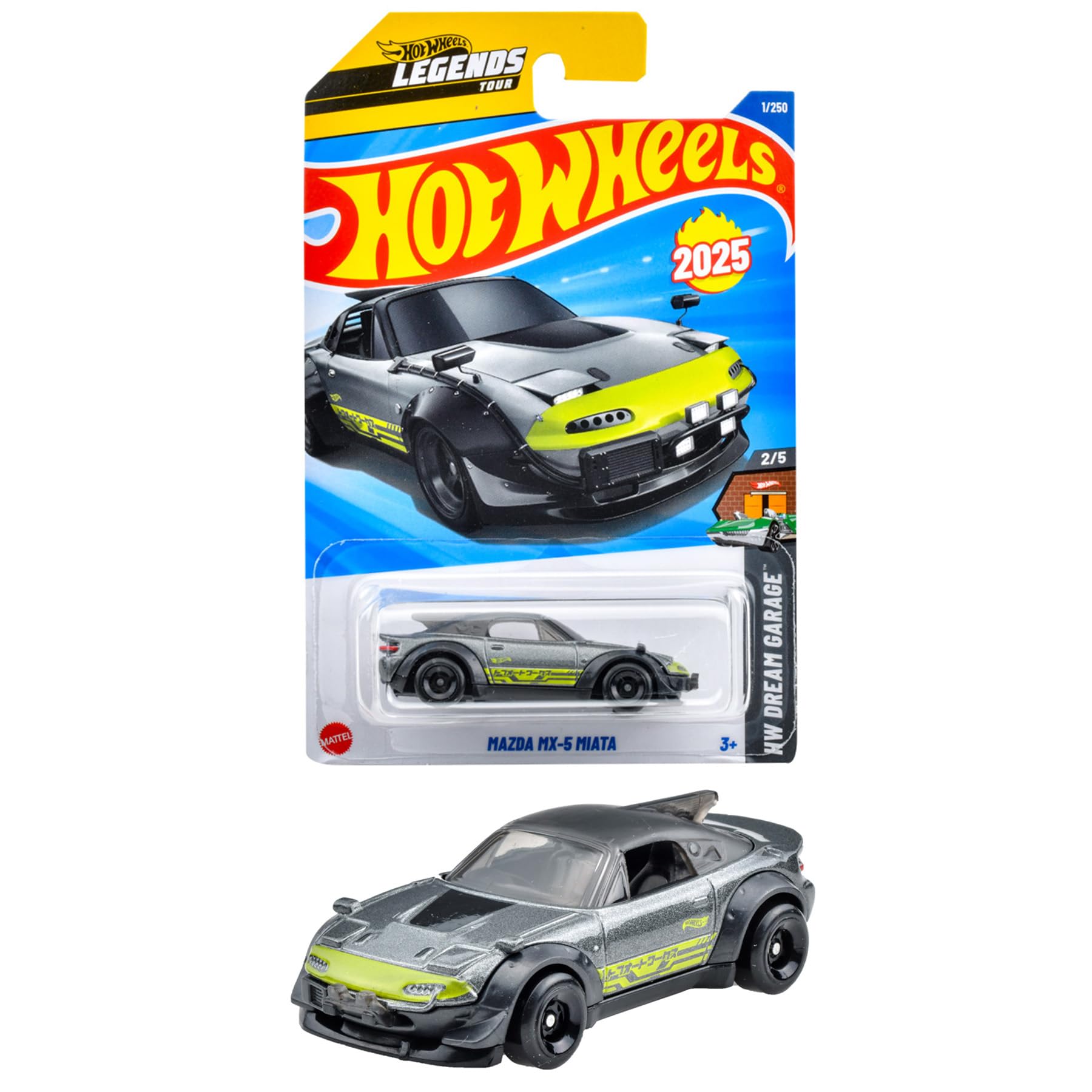 Hot Wheels Mazda MX-5 Miata Ride-On Toy Mini Car JFN41 Gray for Ages 3 and Up