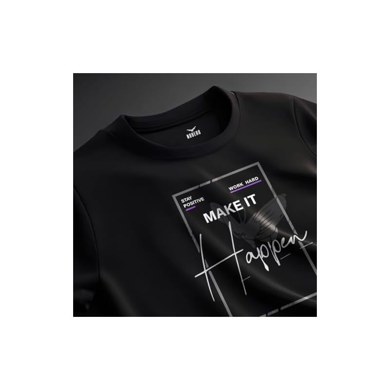 Nobero Men' Graphic Print Regular Fit TShirt (1MTwtsC0722_Black