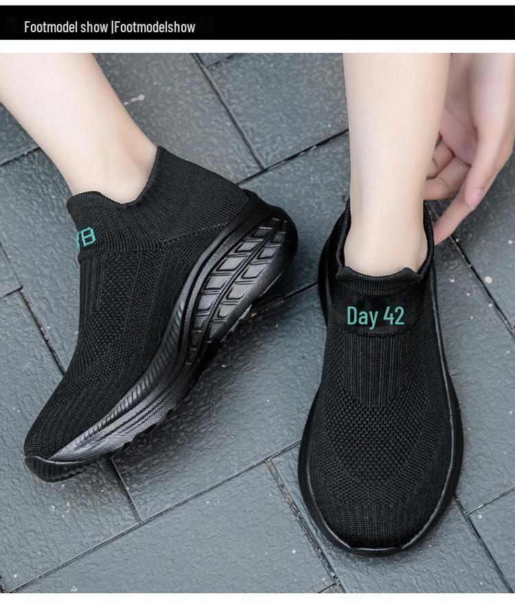 Große Damen Flyknit Atmungsaktive Freizeit Ältere Socken Schuhe