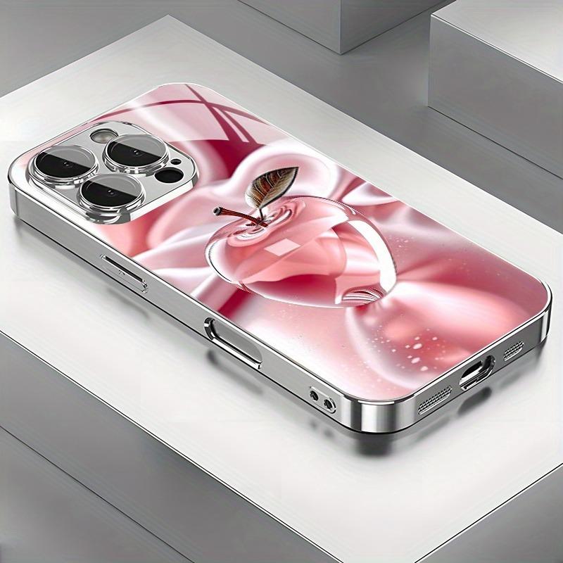 Creative Golden Crystal For Apple Pattern Electroplated Phone Case For Samsung Galaxy S25 S24 S23 Ultra Plus FE Glass Cover