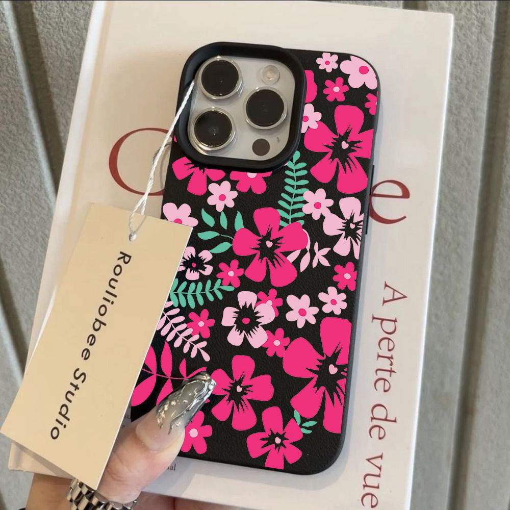 HOT Full Screen Flowers Cool Lichee Leather Pattern Phone Case For iPhone 17 16e 16 15 14 13 12 11 Air Pro Max Plus X XR XSMax