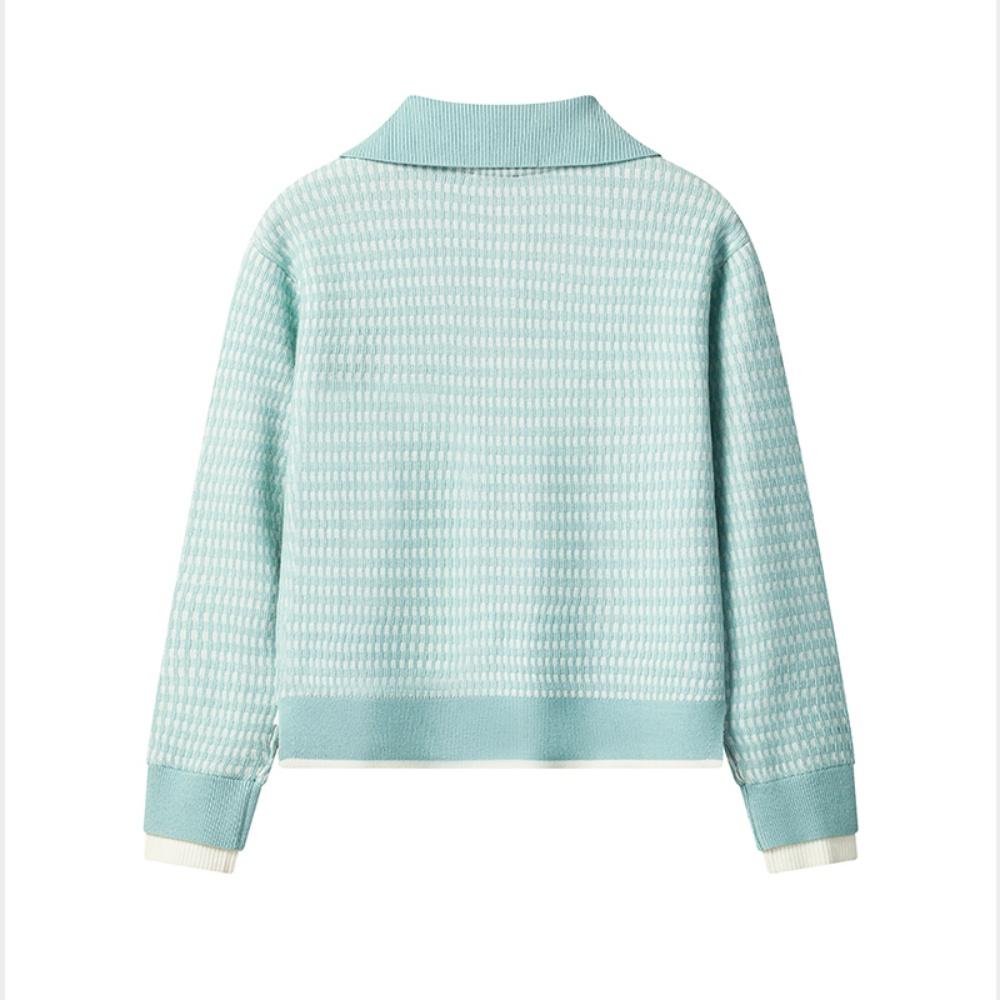 Fila White Fashion Comfortable Simple Personality Casual Versatile Warm Knit Sweater Women Sweater Light-Blue F11W543406FLB
