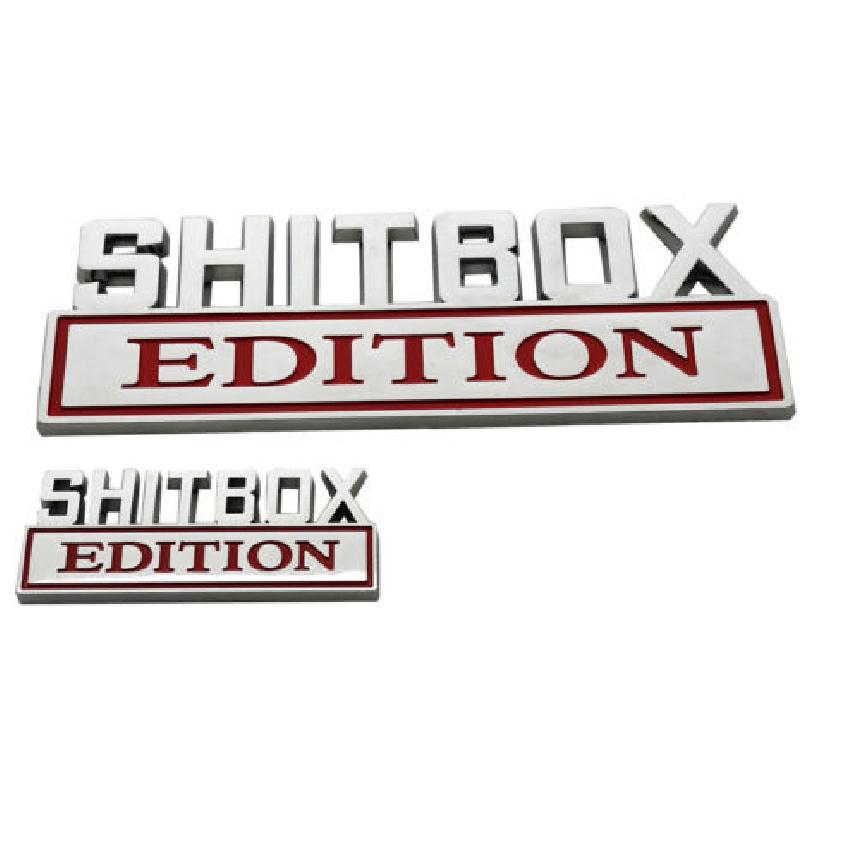 1x Big Shitbox Edition Decals Car Sticker 3D Raised Letter Emblem Chrome Red