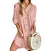 IHUASU Abiti casual con collo a polo a maniche lunghe con stampa tinta unita autunno inverno moda donna