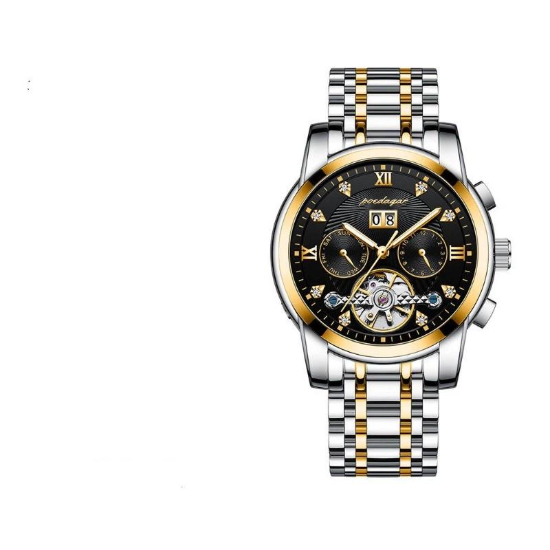 Top Brand New Men's Watch Automatic Mechanical Watch Tourbillon Waterproof Luminous Calendar Watch