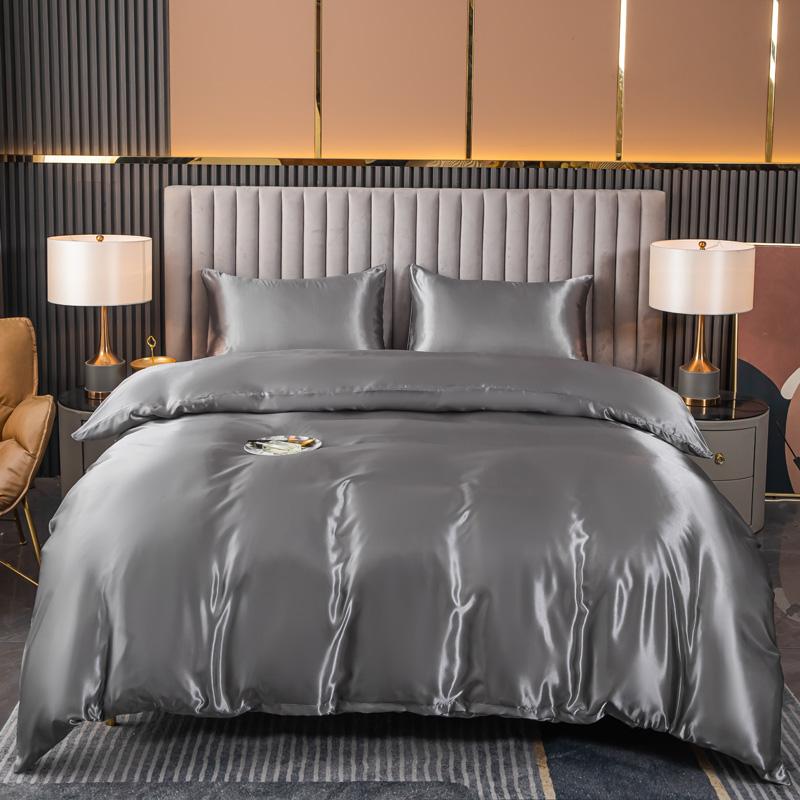 Kuup Satin Surface Duvet Cover Colored Bedding Set QUEEN KING Size Quilt Cover High Quality Skin Friendly Fabric Bedding Cover
