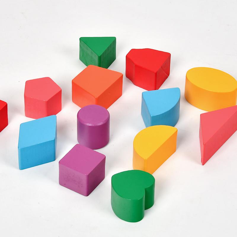 Montessori Intelligence Matching Box Geometric Shapes 3D Puzzle Early Education Three-Dimensional Wooden Paired Building Block