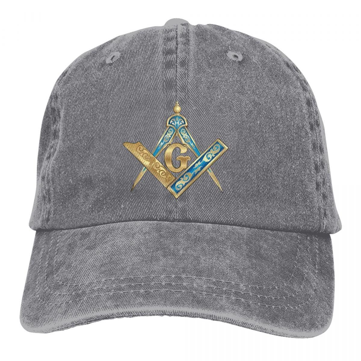 

Blue Gold Baseball Caps Peaked Cap Freemason Gold Square Compass Sun Shade Hats for Men One Size