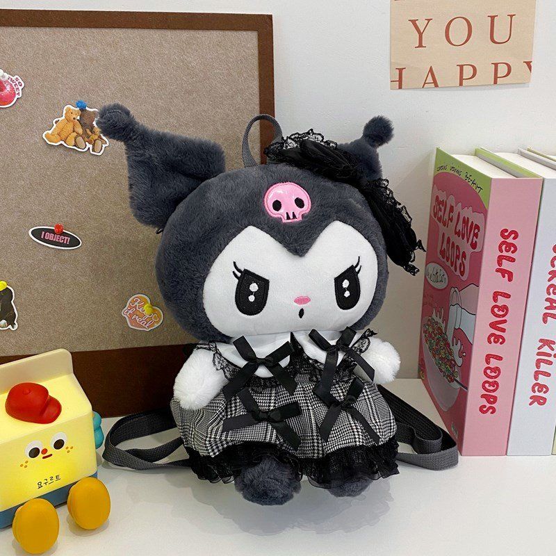 Officially Licensed Sanrio Kuromi My Melody Plush Backpack With Adjustable Strap For Girls Daily Use Birthday Holiday Gift