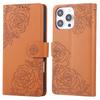 For iPhone 16 Pro Case Rose Flower PU Leather Wallet Phone Cover with 3 Card Slot
