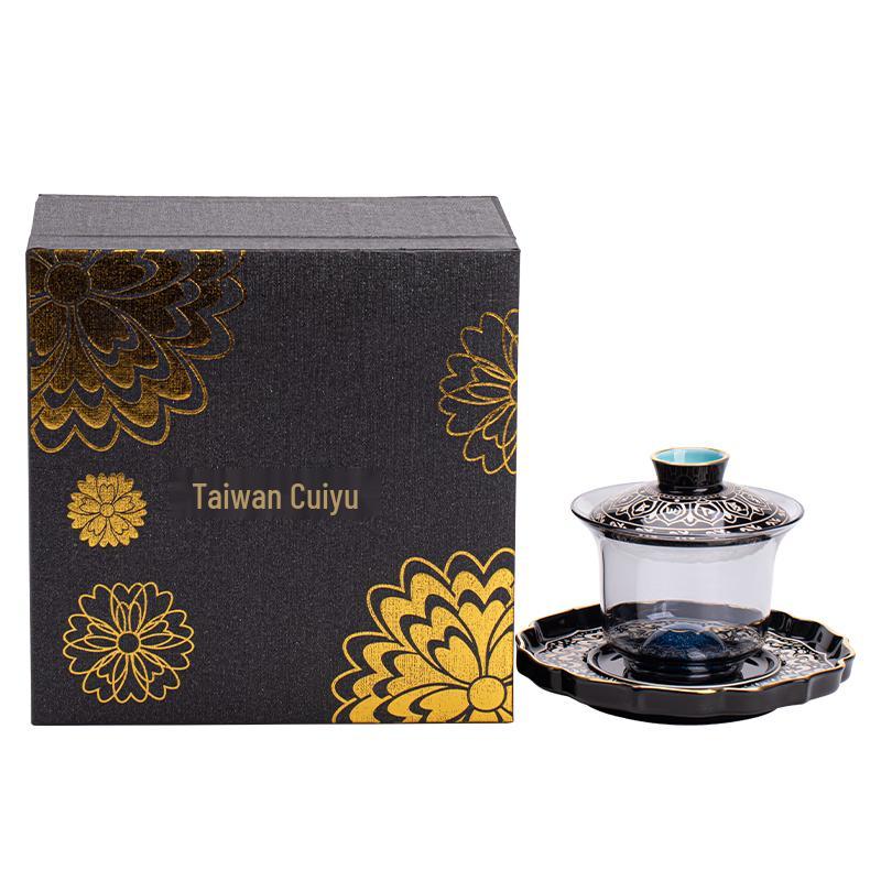 Artisanal Ceramic Sancai Gaiwan Tea Bowl