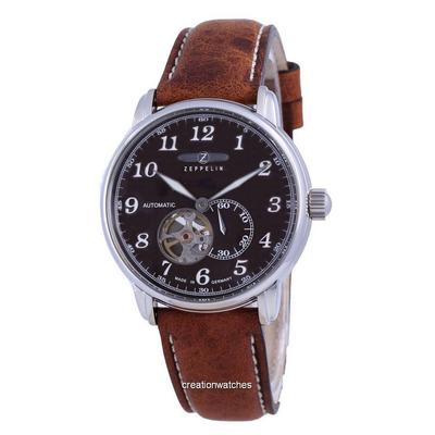 LZ127 Graf Open Heart Leather Automatic 7666-4 76664 Herrenuhr