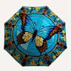 Stunning Butterfly Stained Window PanelUmbrella, Portable 3-Fold Compact Umbrella,Christmas Gift ES533