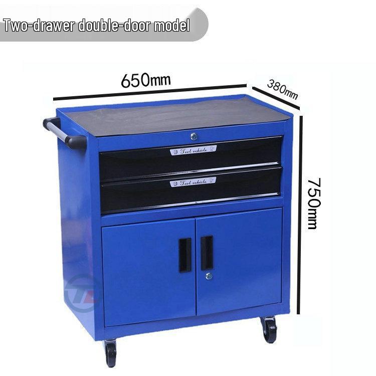 Three-Layer Tool Cart with Wheels & Pegboard - Universal Casters for Auto Repair