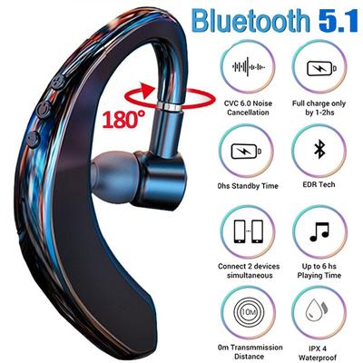 Wireless Bluetooth5.1 Headset,CVC 8.0 Noise Canceling Sport Headphone,Long Standby Business Earhook,Earphone with Microphone