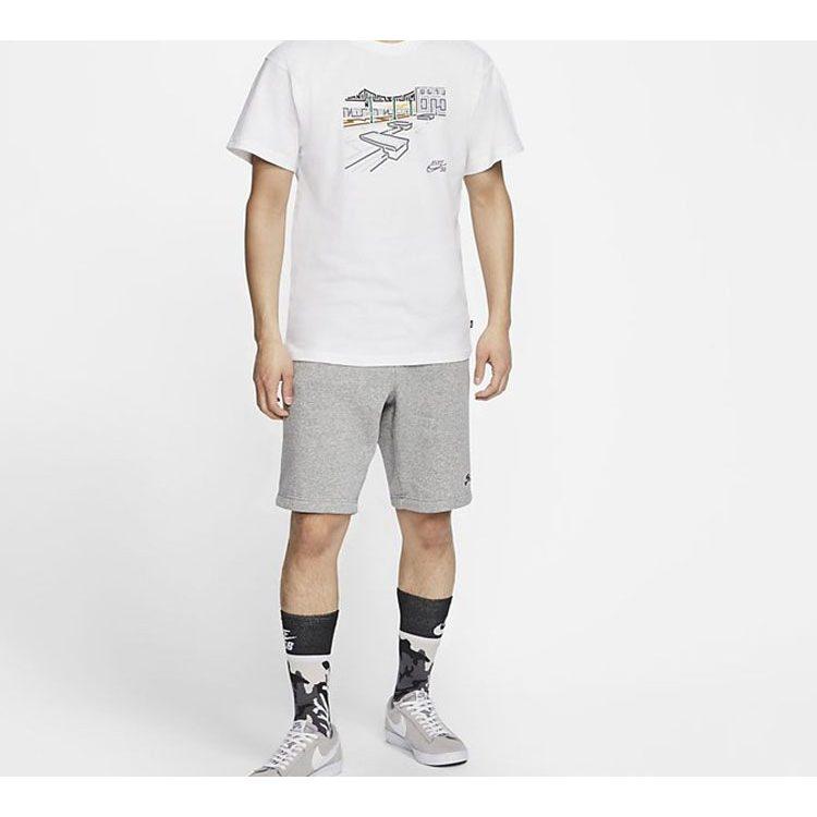 Nike T Shirts Men's White Crew Neck Moderate Straight Fit CU0287-100