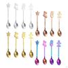 4 Pieces Long Christmas Metal Spoons Set Dessert for Latte Coffee Macchiato