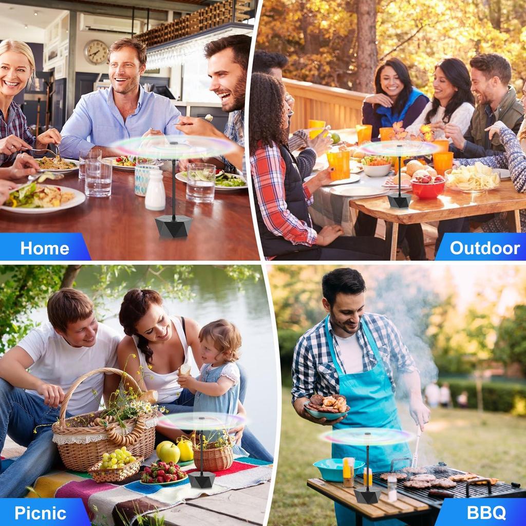 Battery Powered Food Fans for Tables Keep Flies Away Fly Spinner Table Top  for Picnic, Party, BBQ