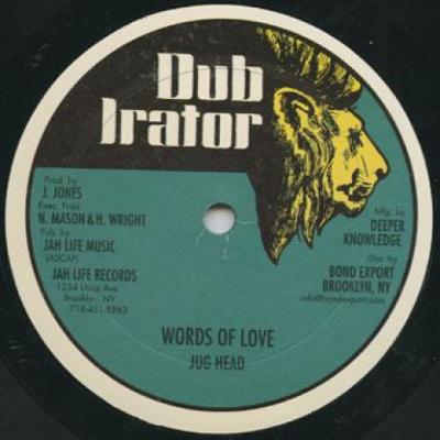 Disque 12 pouces JUG HEAD / OSSIE D, STEVIE G - Mots d'amour; Version / Just Be Ni JL009 Dub Irator/Bond 1984 US Reggae, Ska & Dub