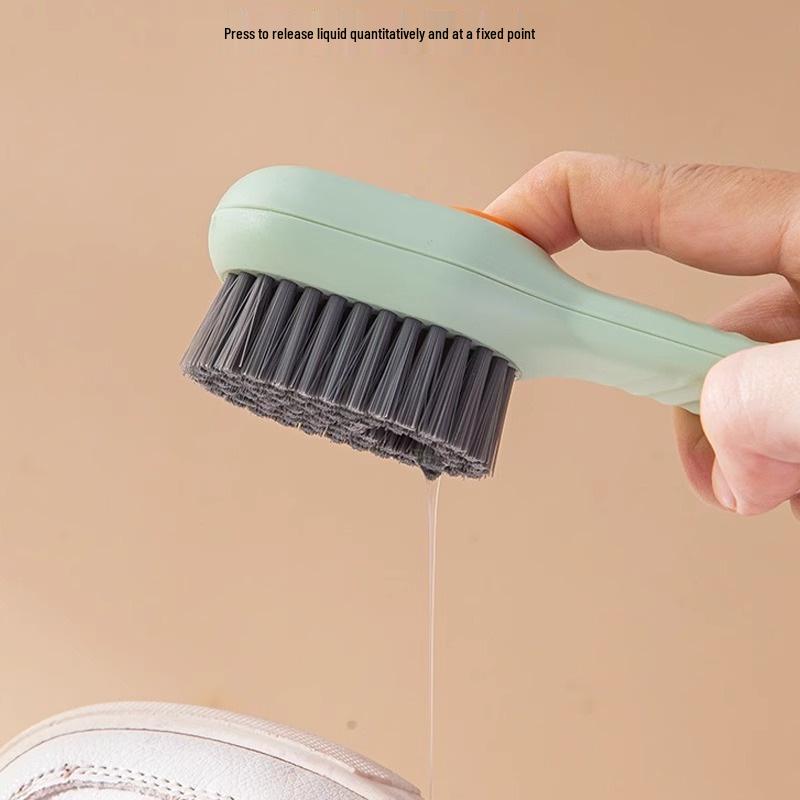 Multifunctional Liquid Dispensing Shoe and Clothes Brush - Gentle On Shoes, Press-Type Design for Easy Cleaning