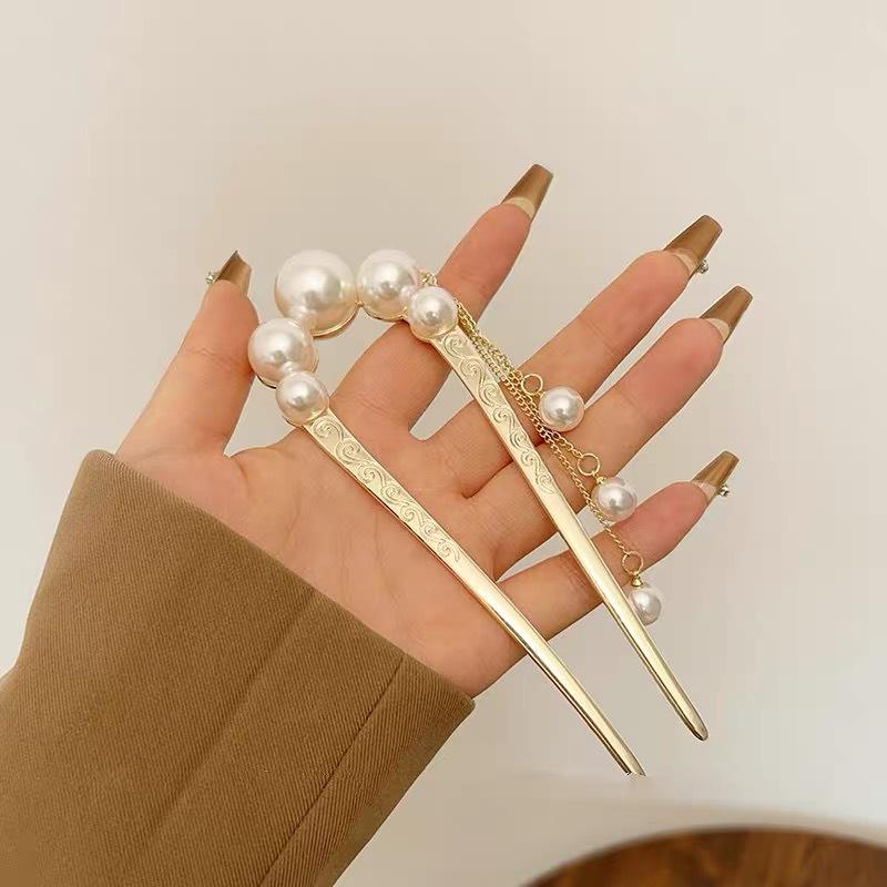 Elegant Pearl U-shaped Hairpin for Women - New Chinese Style Updo Accessory 2025
