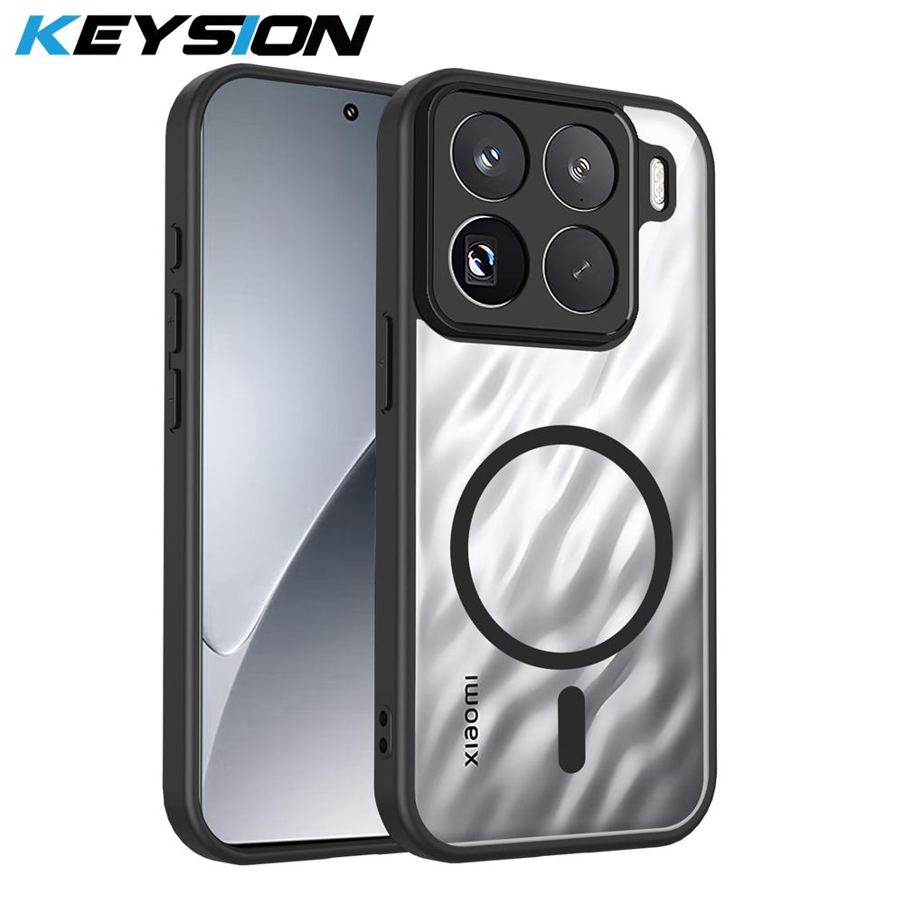 KEYSION Transparent Magnetic Phone Case for Xiaomi 15T Pro 5G Soft Silicone+PC HD Clear Shockproof Back Cover for Xiaomi 15T 5G