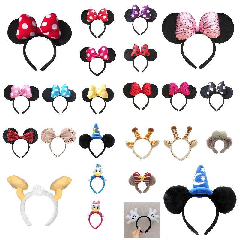 Handmade Cartoon Minnie Mickey Ear Headband Sparkly Animal Rabbit Hairpiece For Adults And Kids