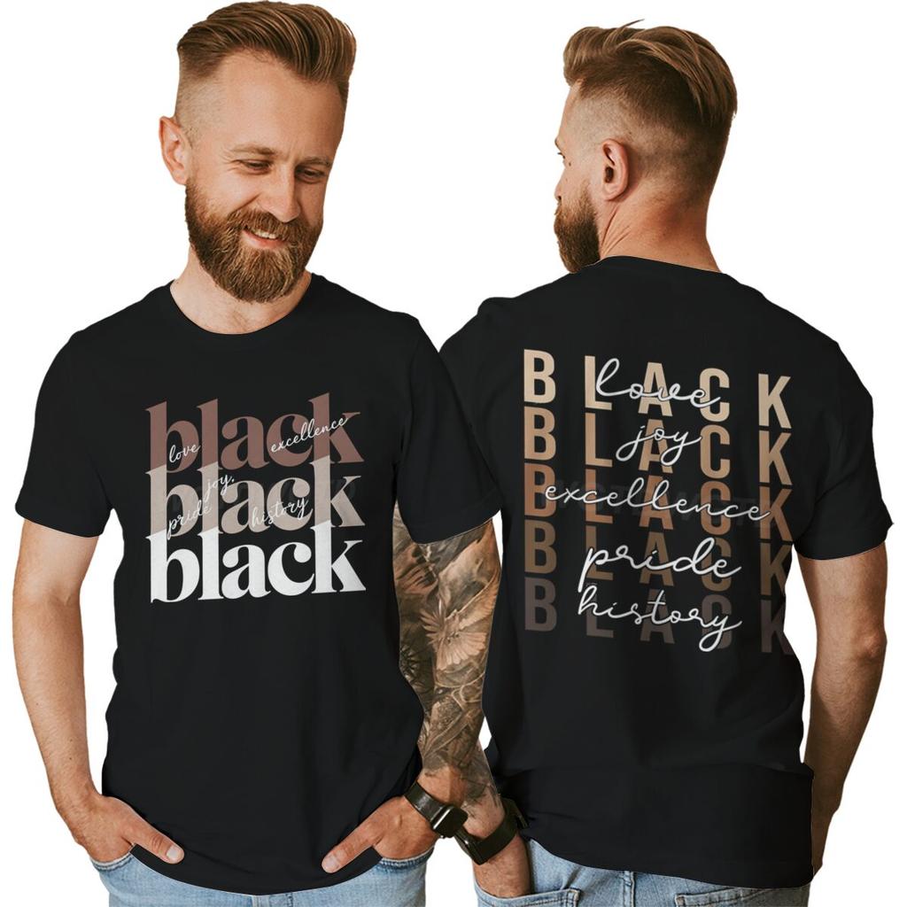 Black Excellence Pride History Print T Shirt Unisex Unisex Fashion Front Back Print Tees Inspirational Quote Juneteenth Tshirts