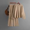 Fashion Round Neck Loose Knit Set For Women's Autumn And Winter Casual Style Wide Leg Pants Two-piece Set