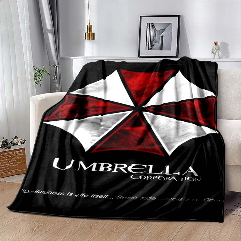 R-Resident Evil Game Gamer Soft Plush Blanket Leon Ada Red Umbrella Blanket for Living Room Bedroom Bed Sofa Picnic Office Cover