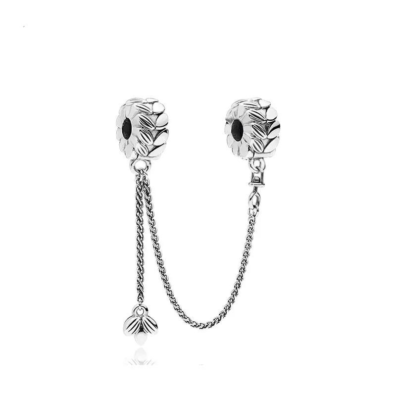 New 925 Silver Butterfly Stars & Moon Sunflower Safety Chains Spacer Beads Charms Fit Original Bracelets DIY Jewelry