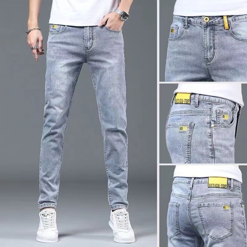 Helle Jeans Herren Frühjahr Neue Sommer Dünne Gerade Herren Jeans Slim Fit Skinny Casual Lange