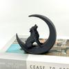 3D Printed Wolf and Moon High Aesthetic Creative Desk Decor Office Tabletop Mini Sculpture Modern Home Desktop Ornament Gift