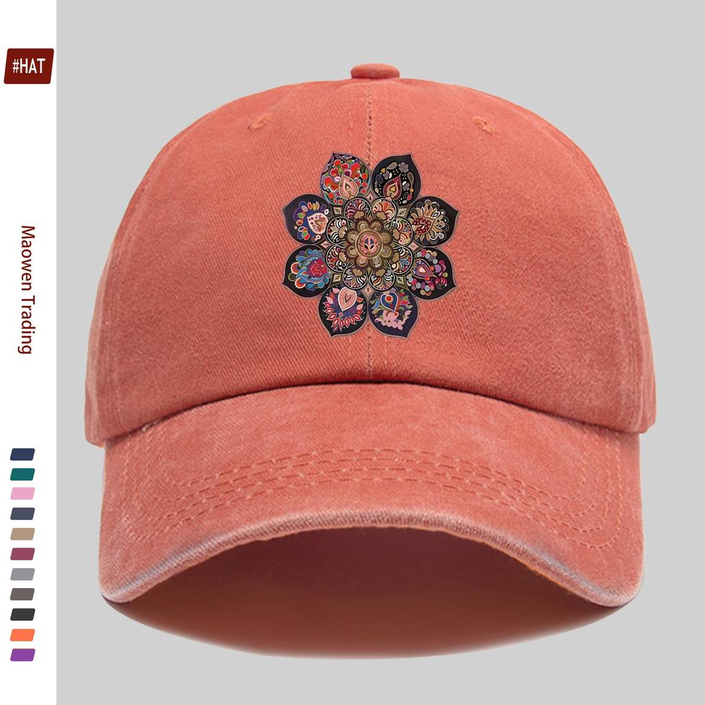 Pc Vintage Paisley Mandala Print Baseball Cap for Women  Men  Adjustable Trucker Hat with Buckle Strap Lightweight Suitable