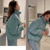 Winter Thickened Thermal Corduroy Women's Jacket Fashion Short Stand Collar Solid Splice Thermal Jacket Women's  Cotton Padded Coats