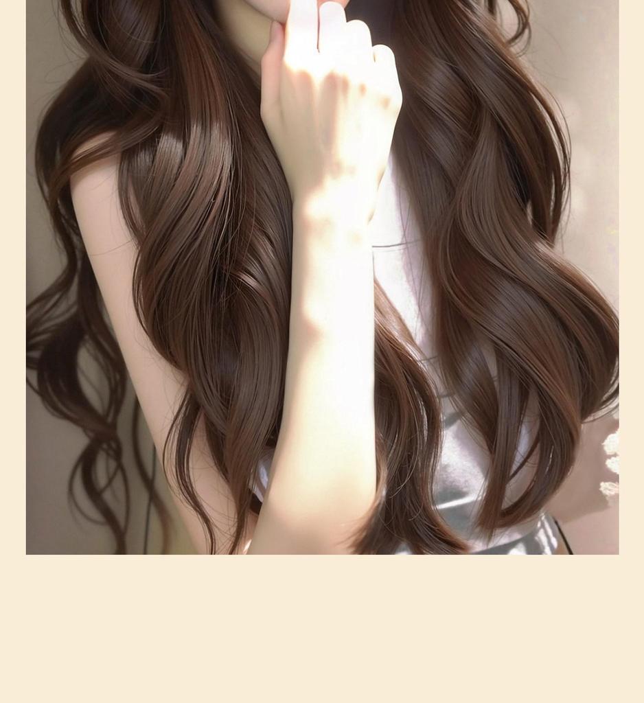 Women's Full Head Wig with Realistic Hair Fibers, Seamless Frontal, Large Scalp Coverage, Bangs, and Large Wave Long Curls