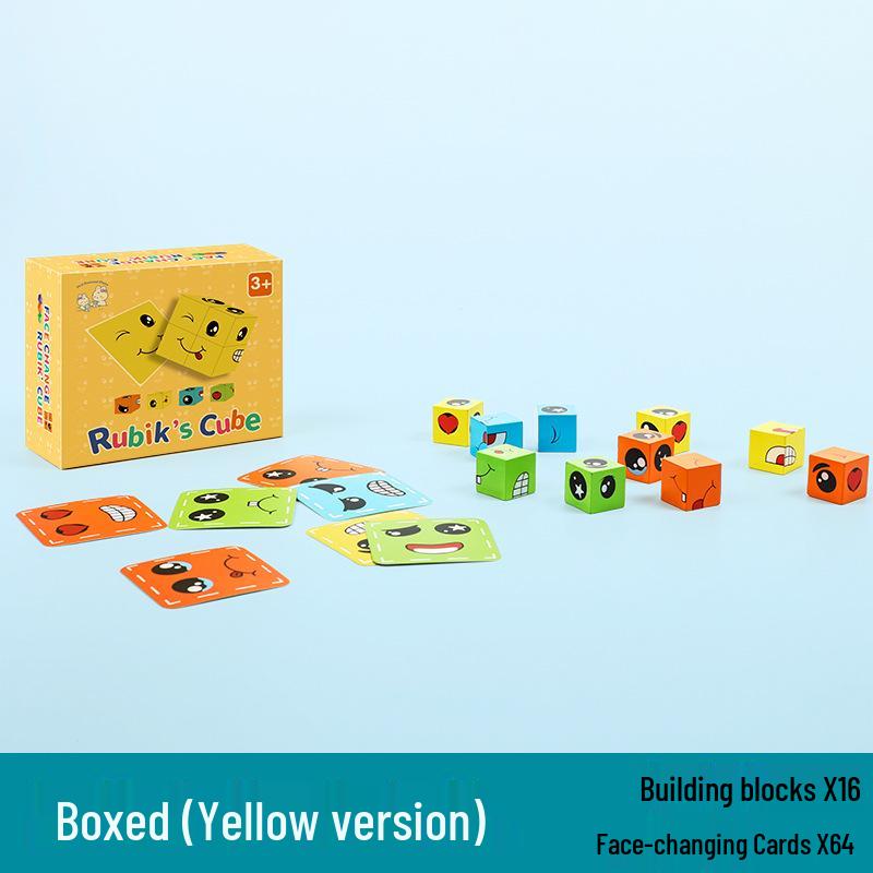 

Children s Wooden Face-Changing Cube Game: Funny Parent-Child Educational Toy with Bell for Creative Thinking and Movement