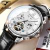 JINSHIDUN New Business and Leisure Men's Watch Multifunctional Mechanical Watch Fashion Hollow Waterproof Men's Watch