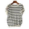 Timeless French Chic Striped Loose Drop-Shoulder Knitted Pullover for Women - Summer 2023