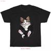 Cute White Cat In Pocket Cats Kitten Pet Animal Lover T Shirt Vintage Comfortable Unisex Casual Graphic Soft