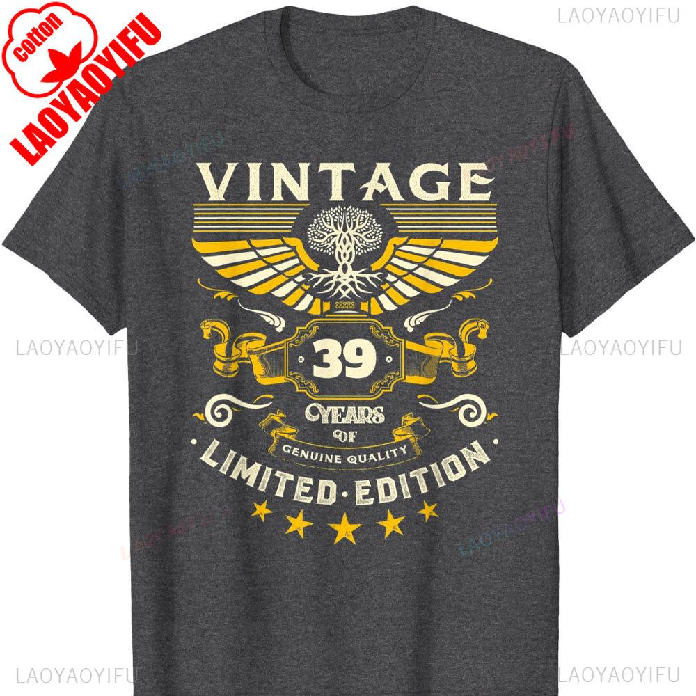 Mens Turning 39 Birthday Decorations for Men 39th Birthday TShirt Graphic T Shirts Men Clothing Streetwear High Quality Cotton
