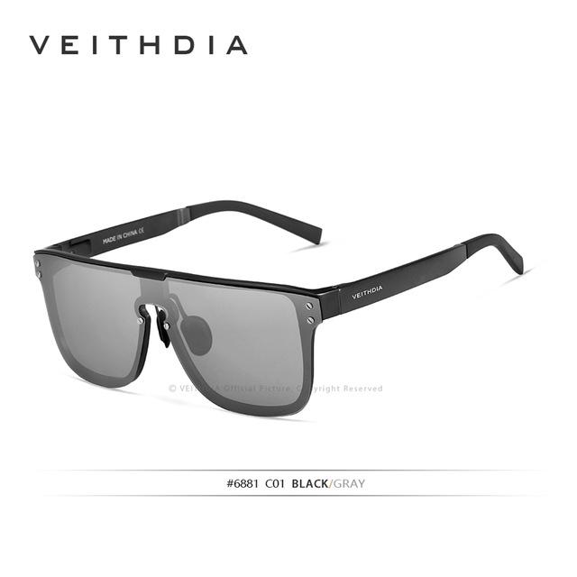 

VEITHDIA алюминиевые поляризационные зеркальные линзы UV400, винтажные аксессуары для очков, солнцезащитные очки для мужчин чёрный
