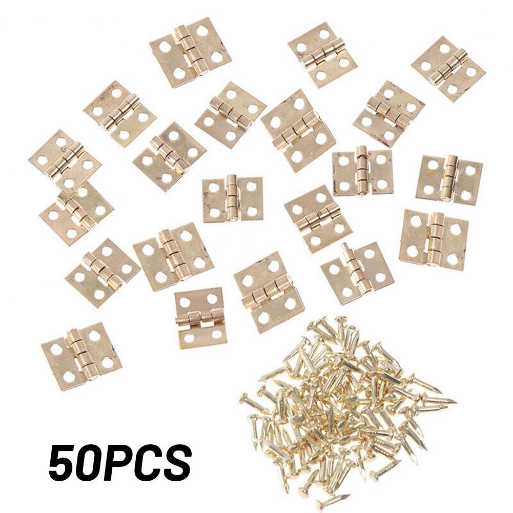 50Pcs Mini Brass Hinge For Small Craft Door Box Accessories 8*10mm Small Decorative Jewelry Box Hinges Cabinet Door Hinge