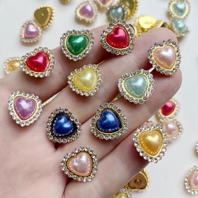 10PCS Random Mixed Colored Love Sewing Rhinestone Dresses Decorated Scrapbook Diy Jewelry Decorative Accessories