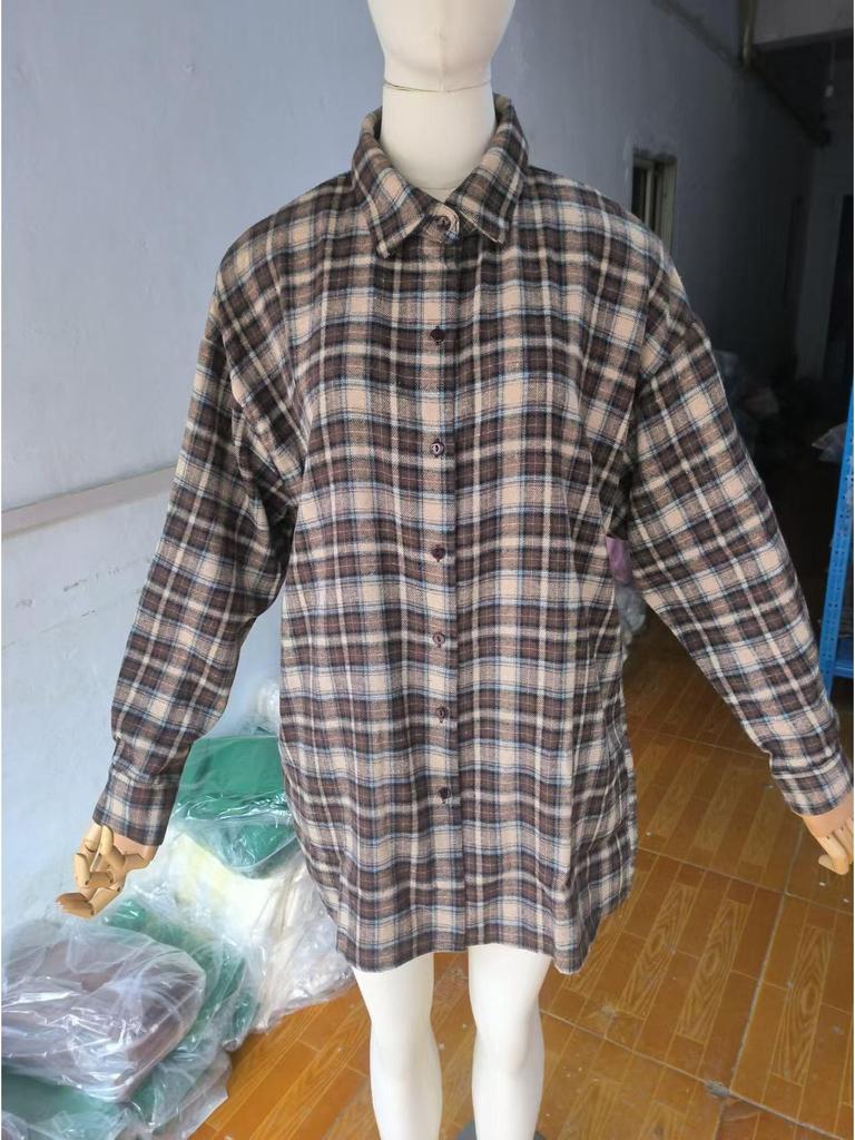 2024 Retro Kostkovaná Dlouhá Dámská Košile - Evropská Jarní Kolekce